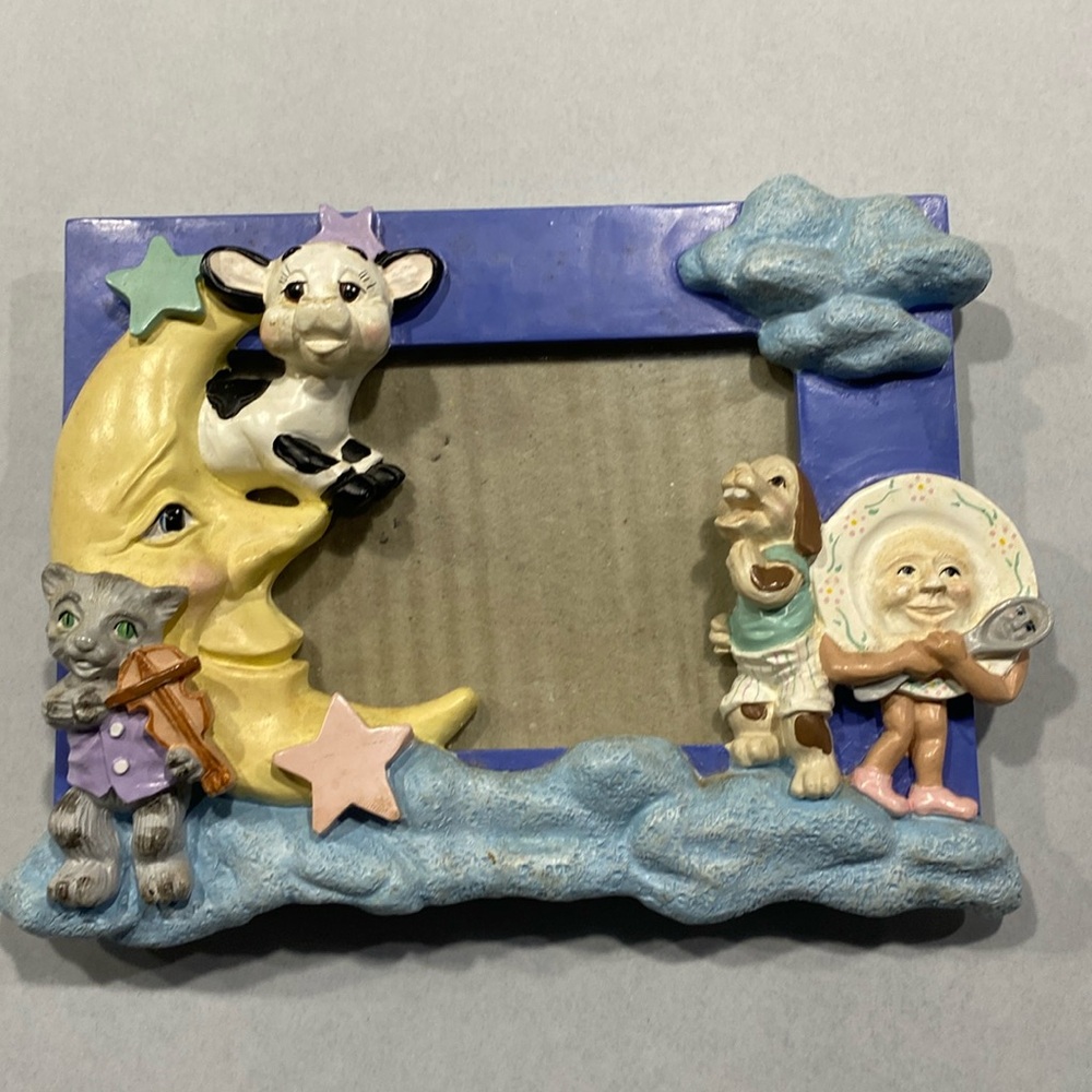 3D nursery rhyme picture frame Vintage Mother Goose cow jumped over the moon 90s